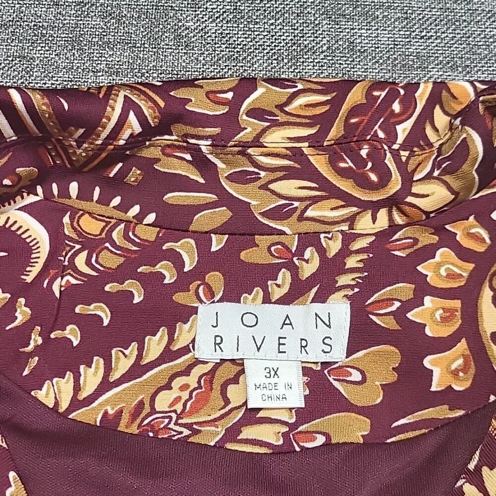 Joan Rivers Paisley Jersey Knit 3/4 Sleeves Blazer w Pockets 3X Plus Size Jacket